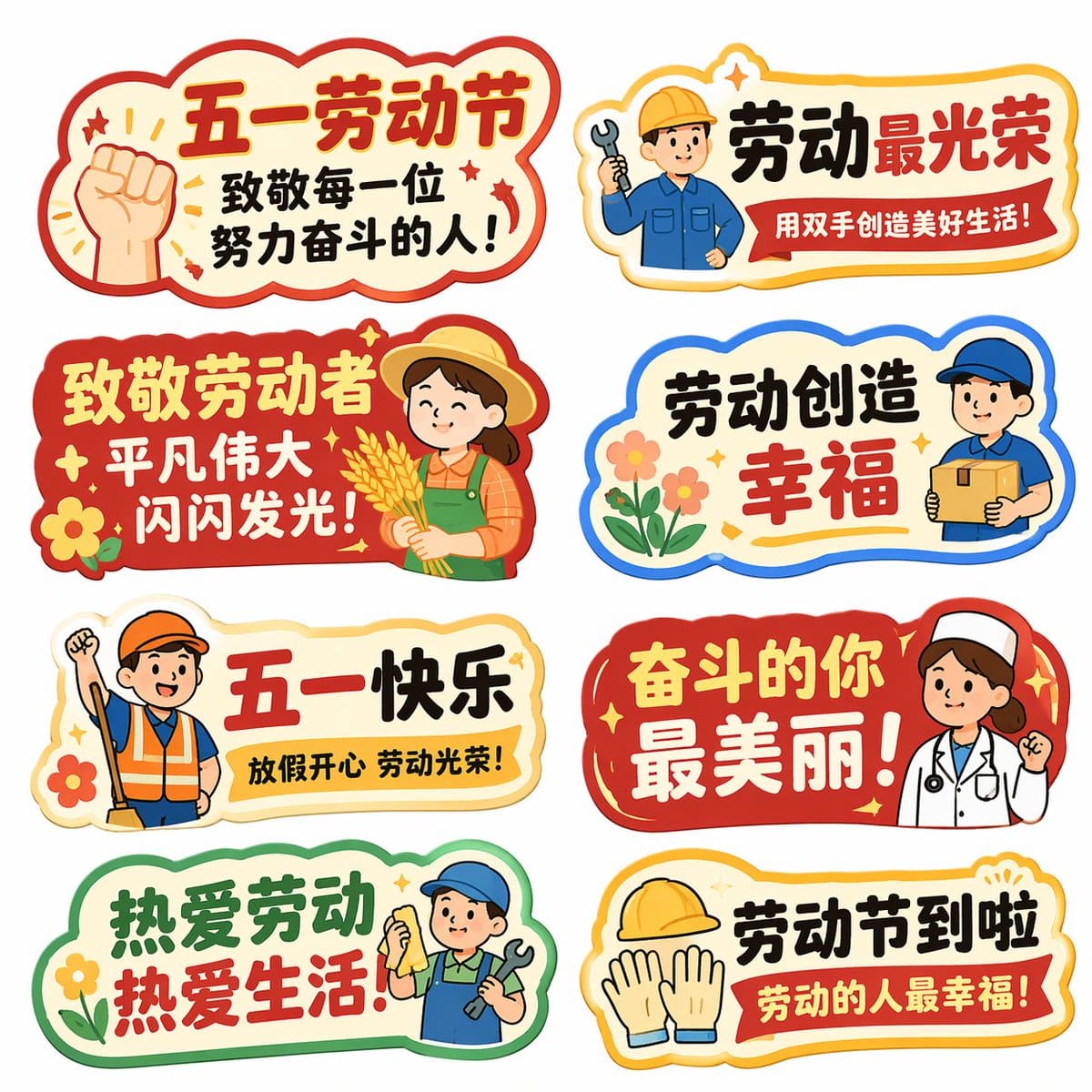 五一劳动节手举牌创意设计集